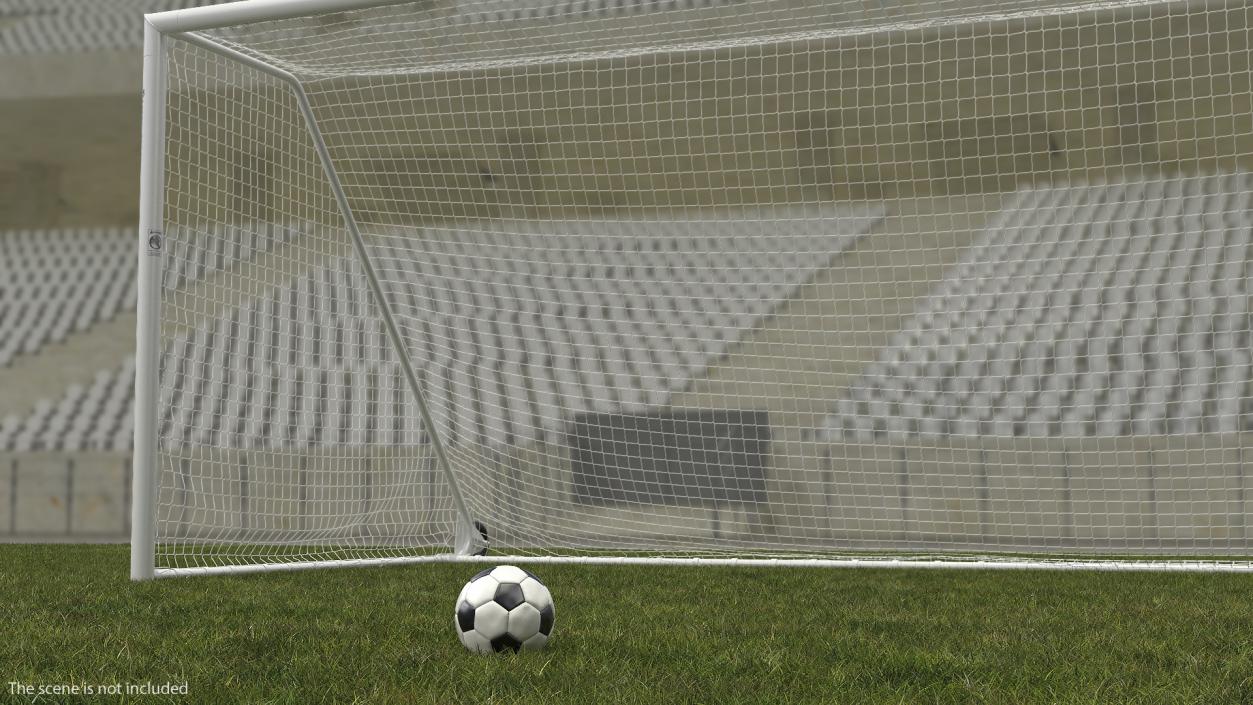 3D Animated Soccer Ball Flies into Goal Net Slowmotion