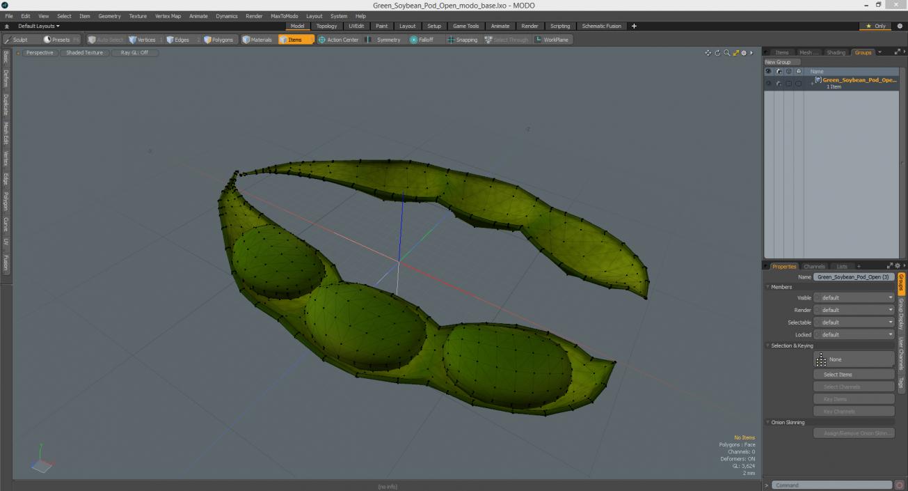 Green Soybean Pod Open 3D