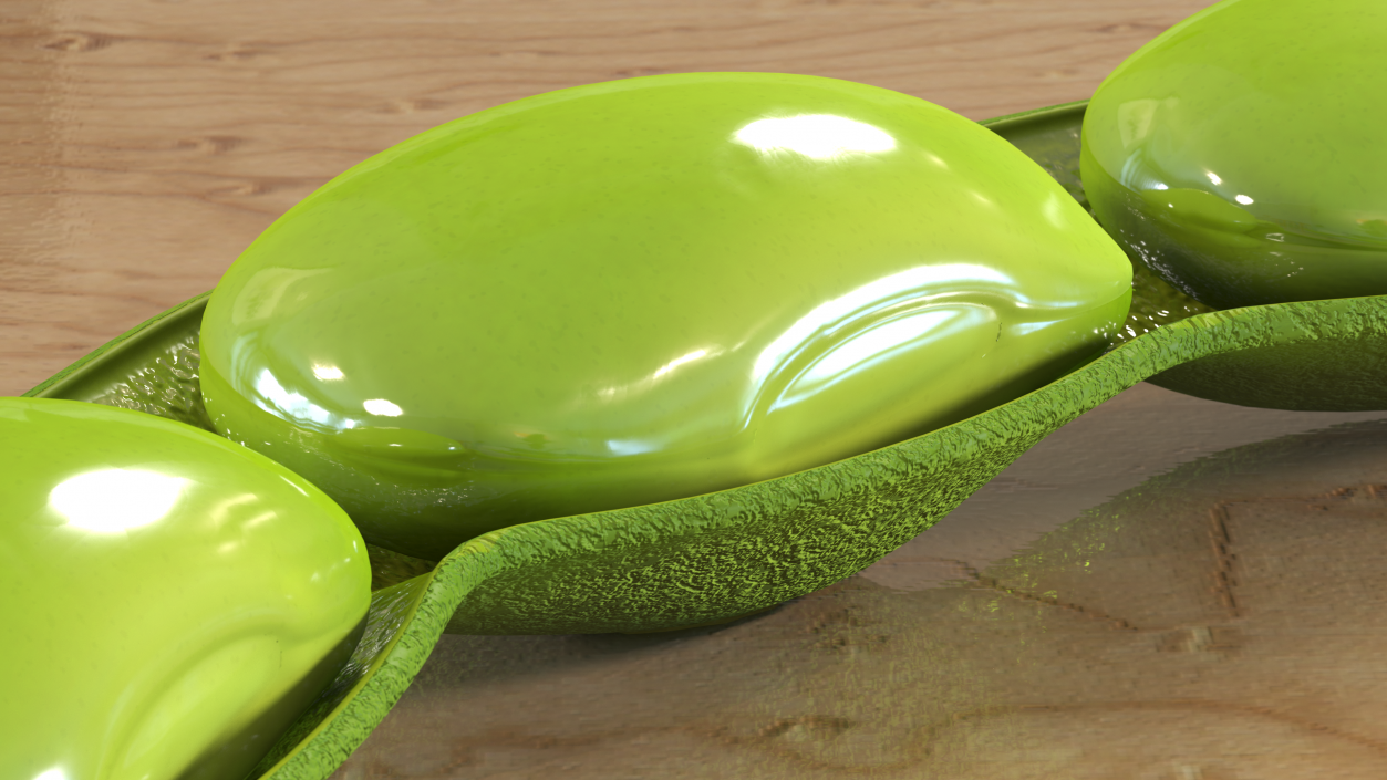 Green Soybean Pod Open 3D