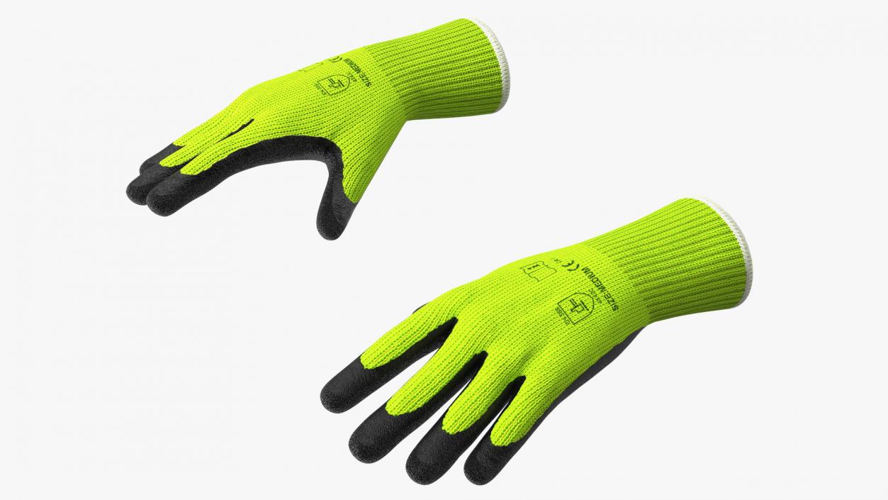 3D Safety Work Gloves Green Rigged