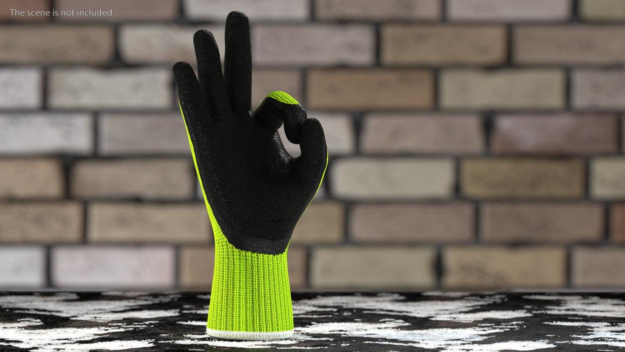 3D Safety Work Gloves Green Rigged