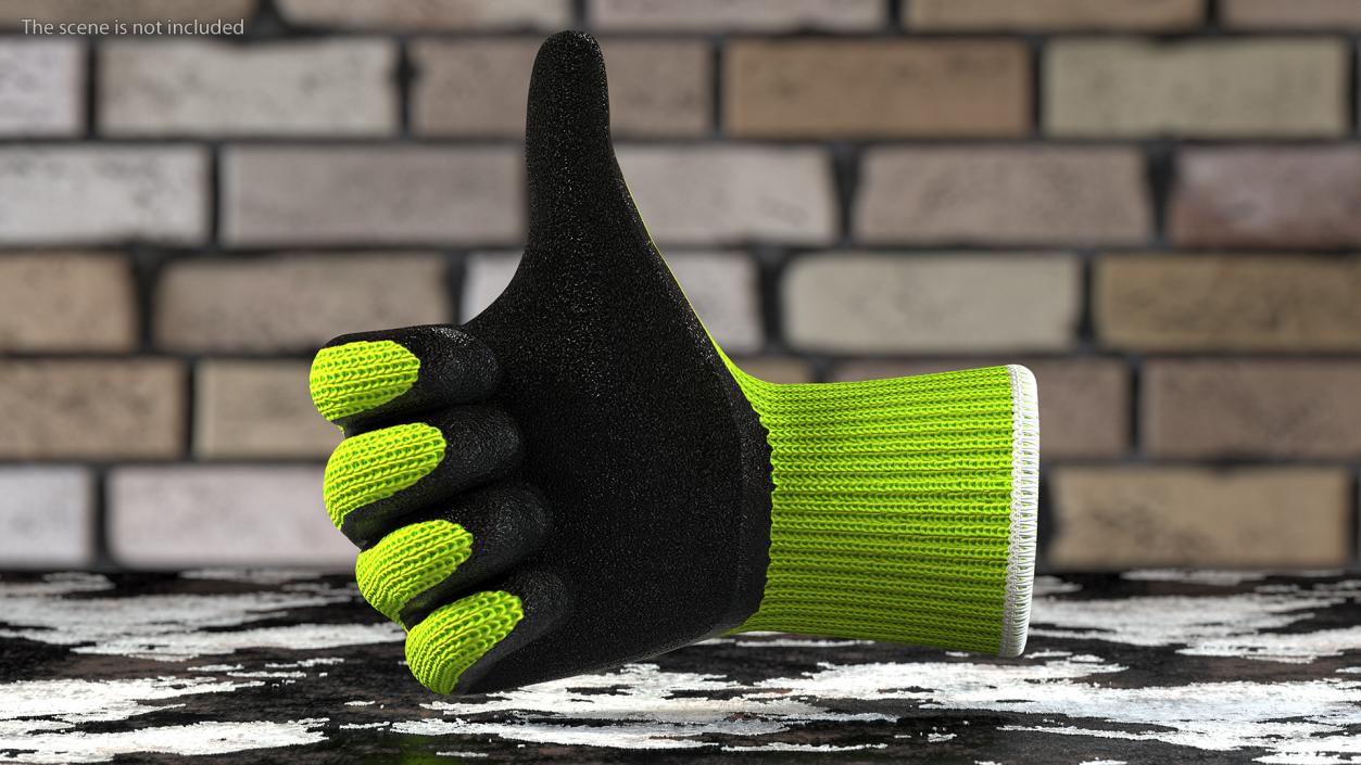 3D Safety Work Gloves Green Rigged