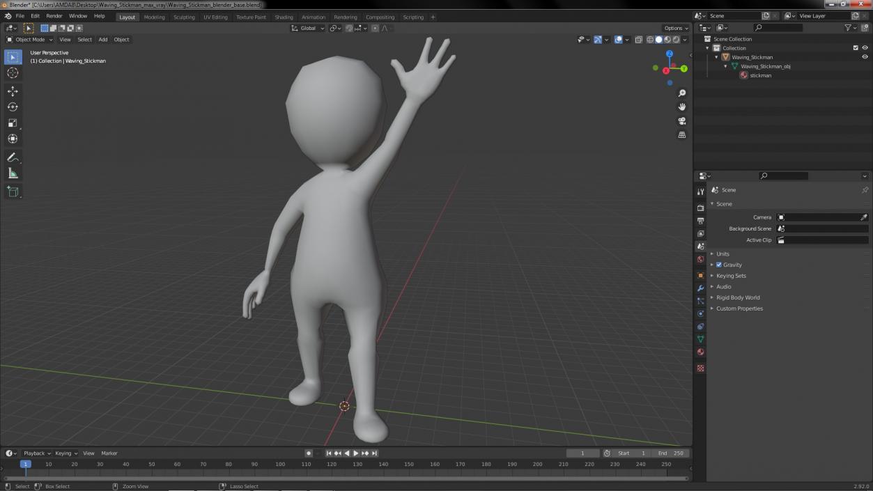 3D model Waving Stickman