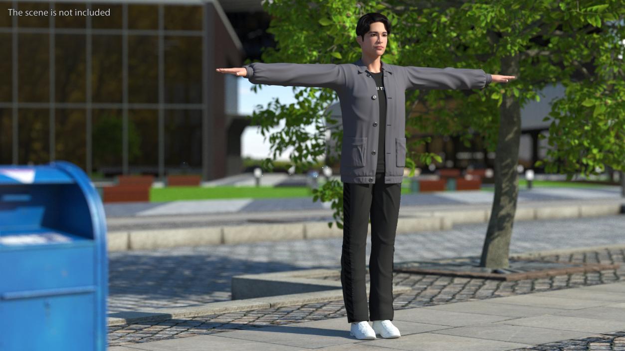 3D Chinese Man T-Pose model