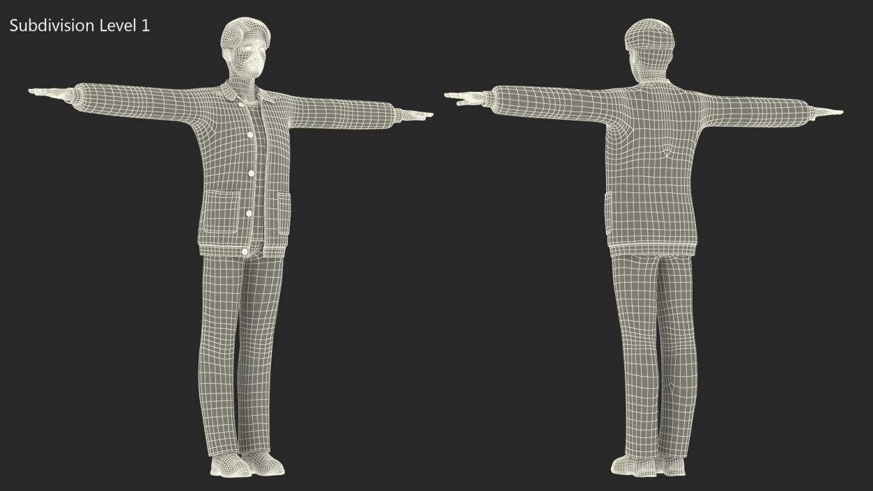 3D Chinese Man T-Pose model