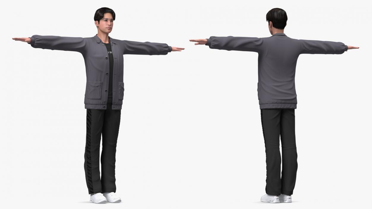 3D Chinese Man T-Pose model