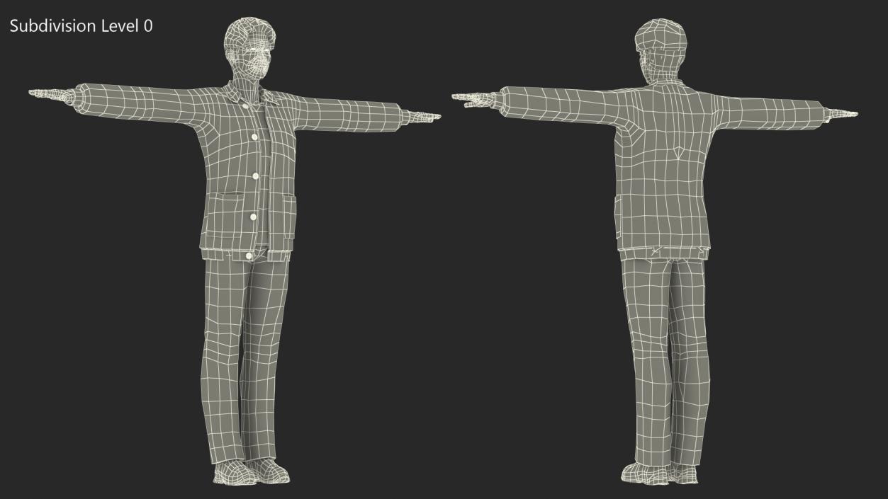 3D Chinese Man T-Pose model