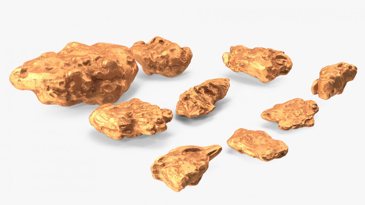 Copper Natural Minerals Stones Set 3D model