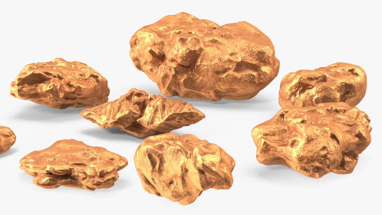 Copper Natural Minerals Stones Set 3D model