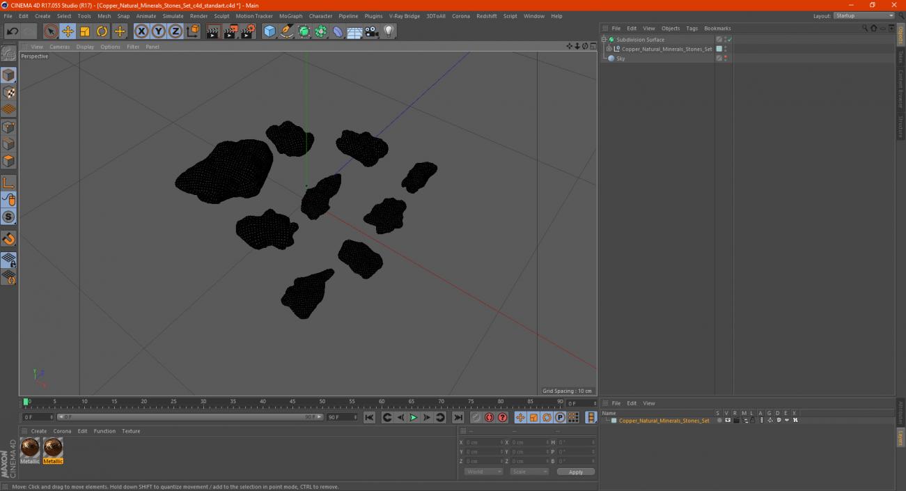 Copper Natural Minerals Stones Set 3D model