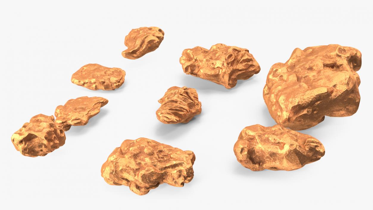 Copper Natural Minerals Stones Set 3D model