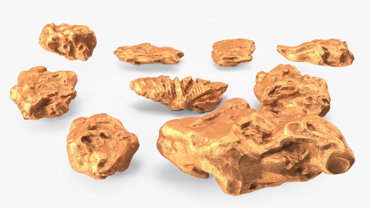 Copper Natural Minerals Stones Set 3D model