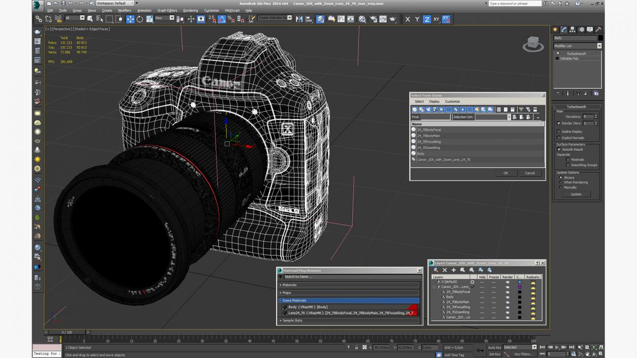 3D model Canon 1DX with Zoom Lens 24 70