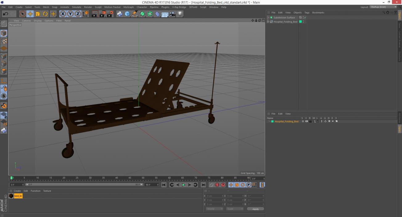 3D model Hospital Folding Bed