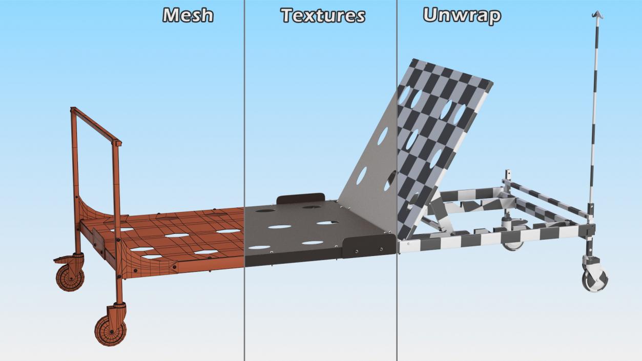 3D model Hospital Folding Bed