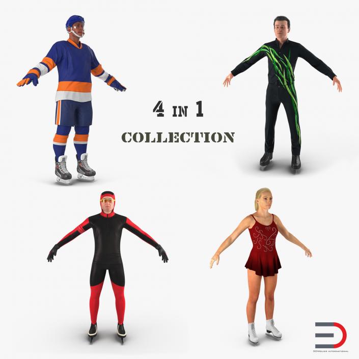 Winter Sport Characters Collection 3D model