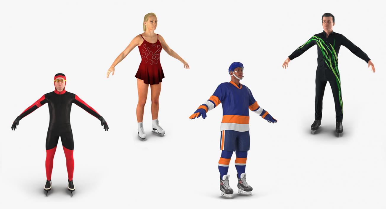 Winter Sport Characters Collection 3D model