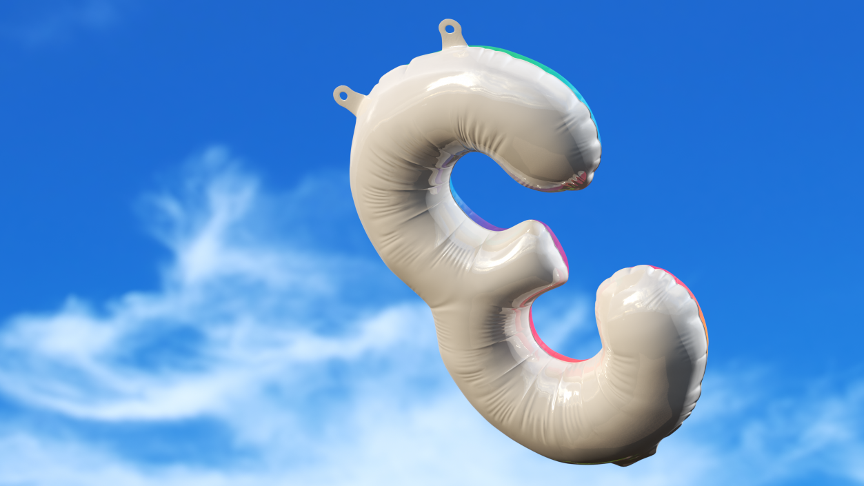 3D model Balloon Numbers 3 Rainbow