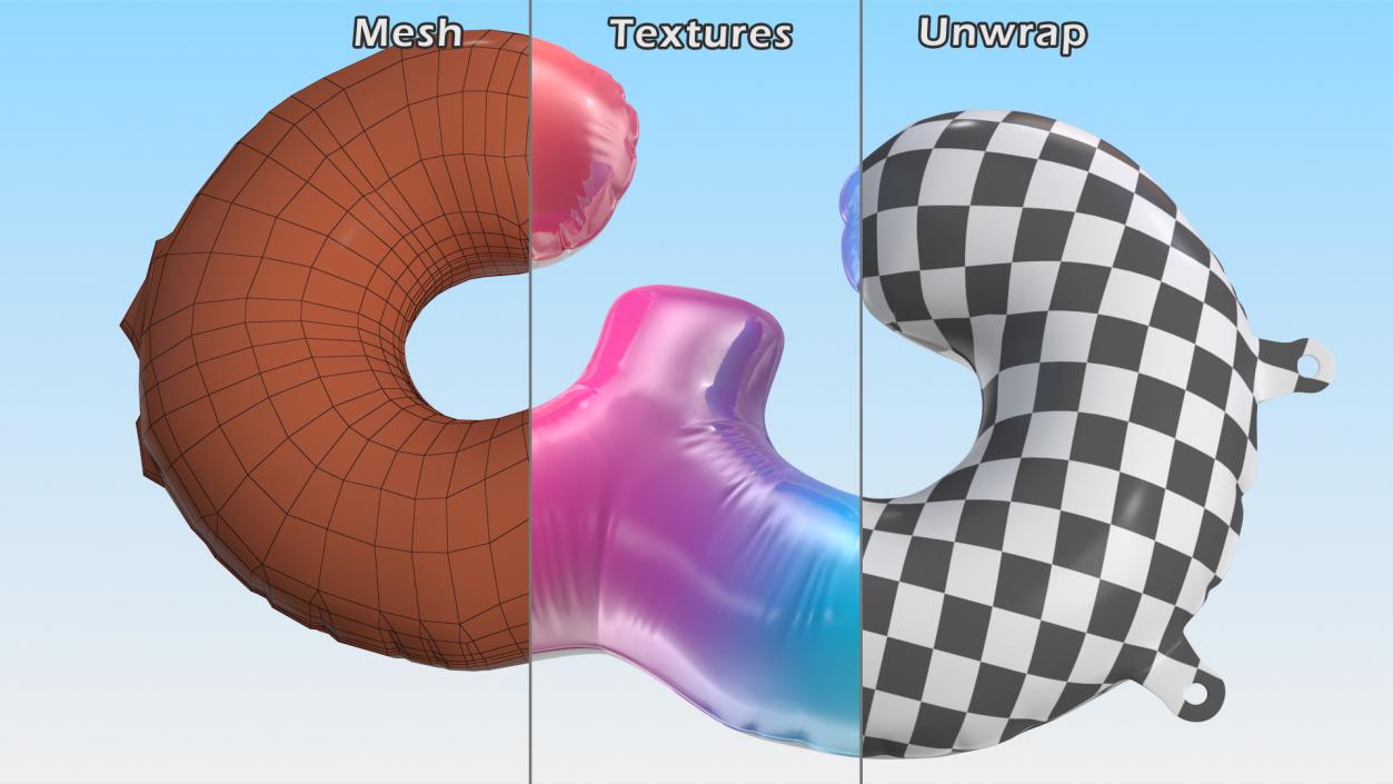 3D model Balloon Numbers 3 Rainbow