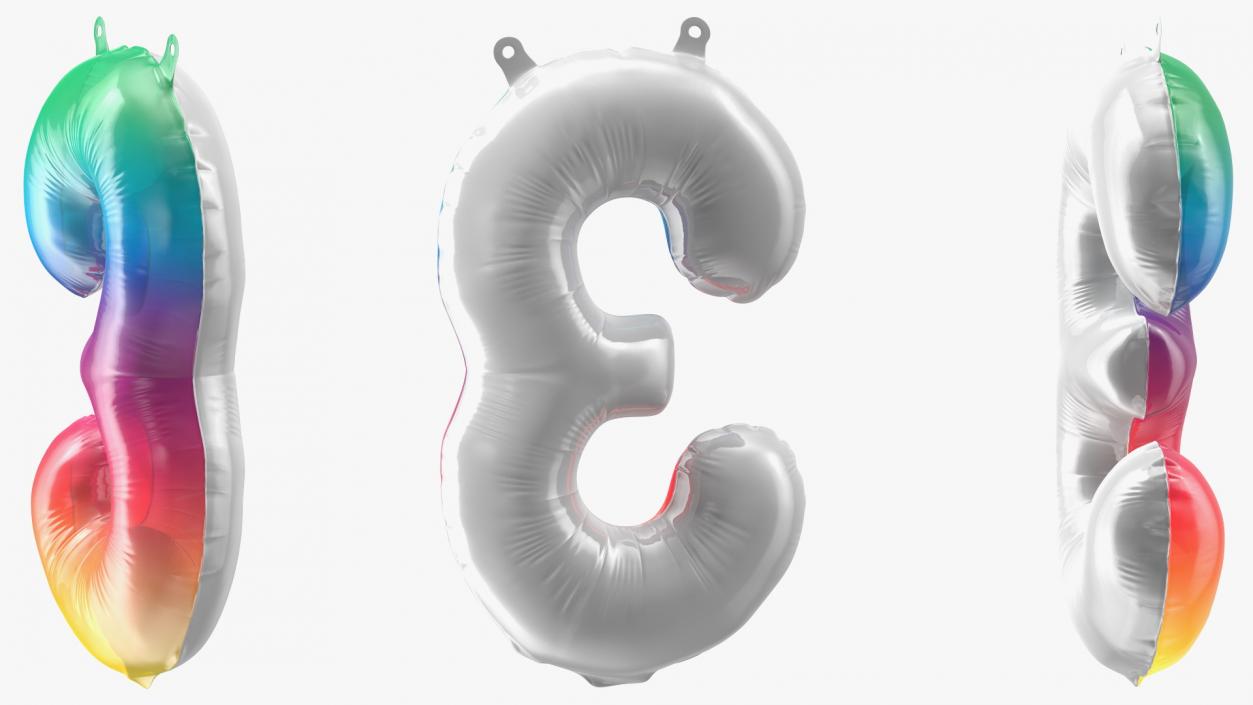 3D model Balloon Numbers 3 Rainbow