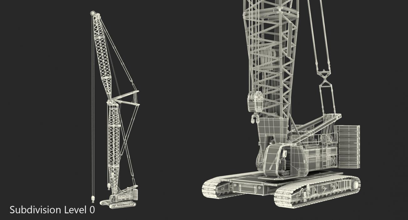 3D Liebherr LR1250 Crawler Crane Rigged