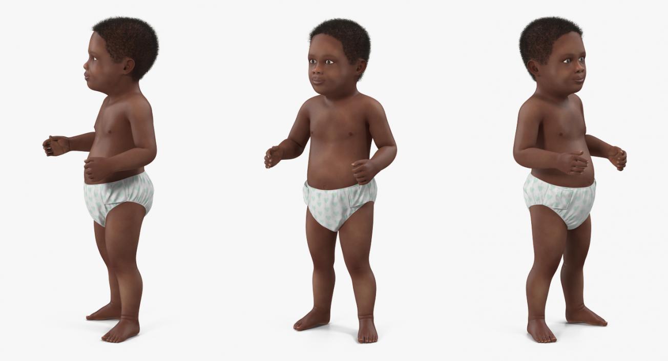 African American Baby with Fur Rigged 3D