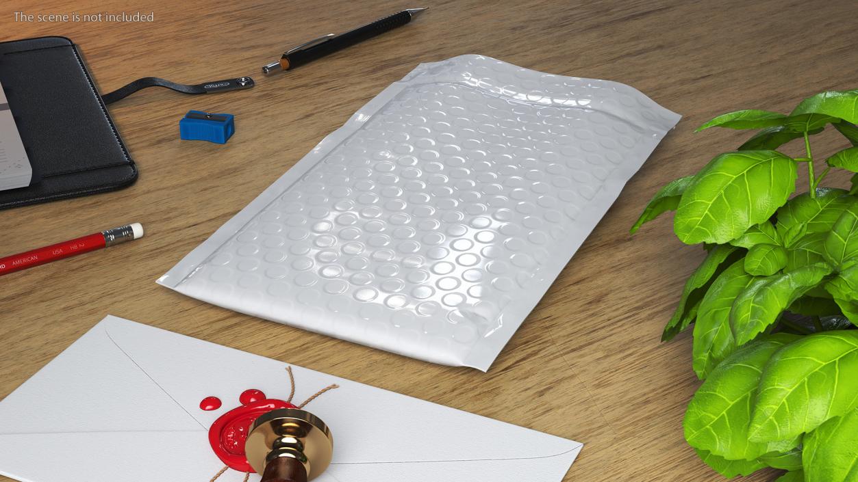 Thick Bubble Envelope White Open 3D