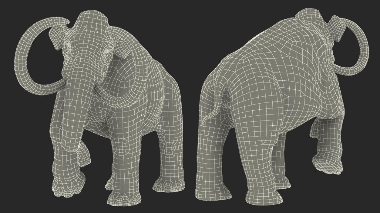 Adult Mammoth Clean Skeleton Shell Walking Pose 3D