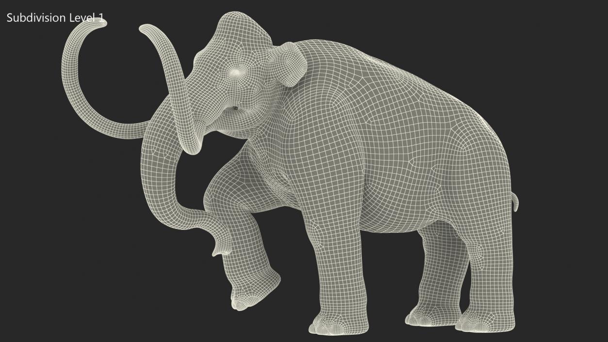 Adult Mammoth Clean Skeleton Shell Walking Pose 3D