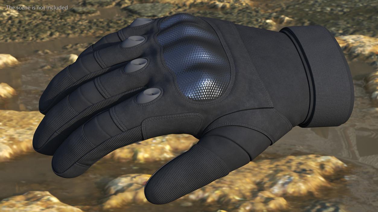 Protective Gloves Black Fur 3D