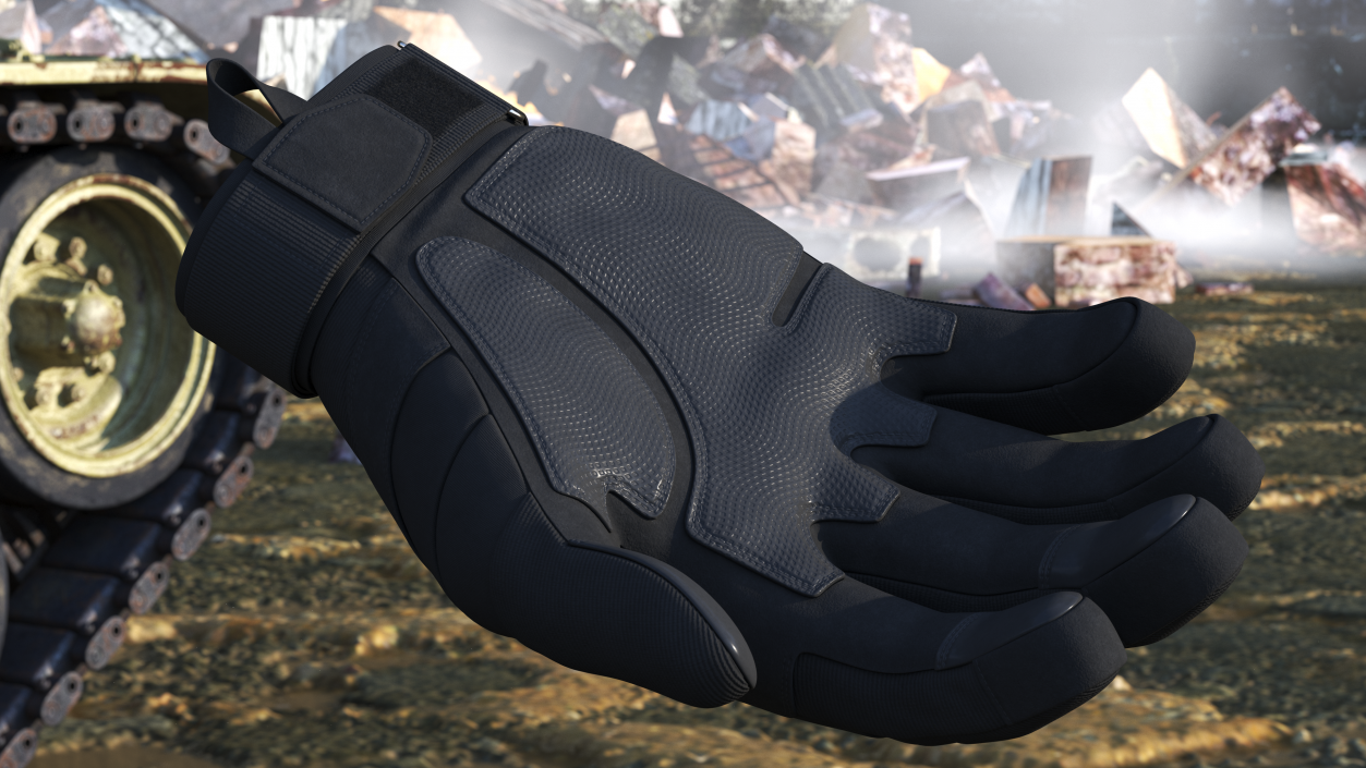 Protective Gloves Black Fur 3D