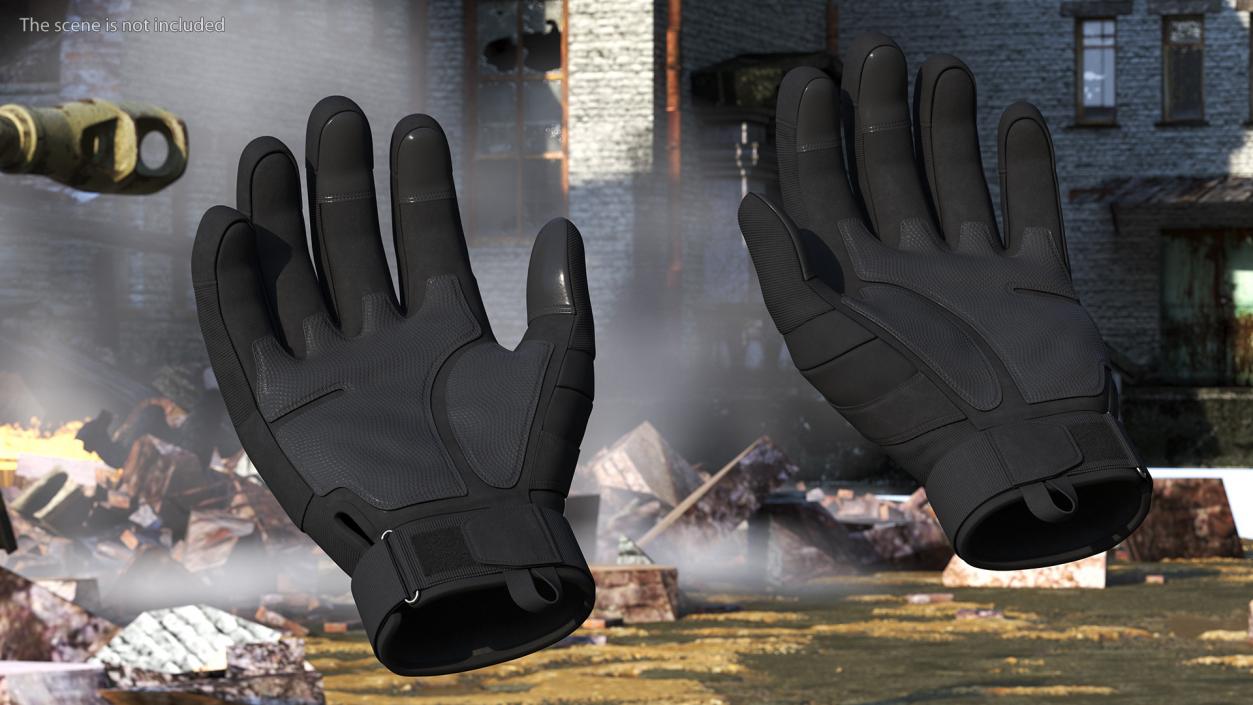 Protective Gloves Black Fur 3D