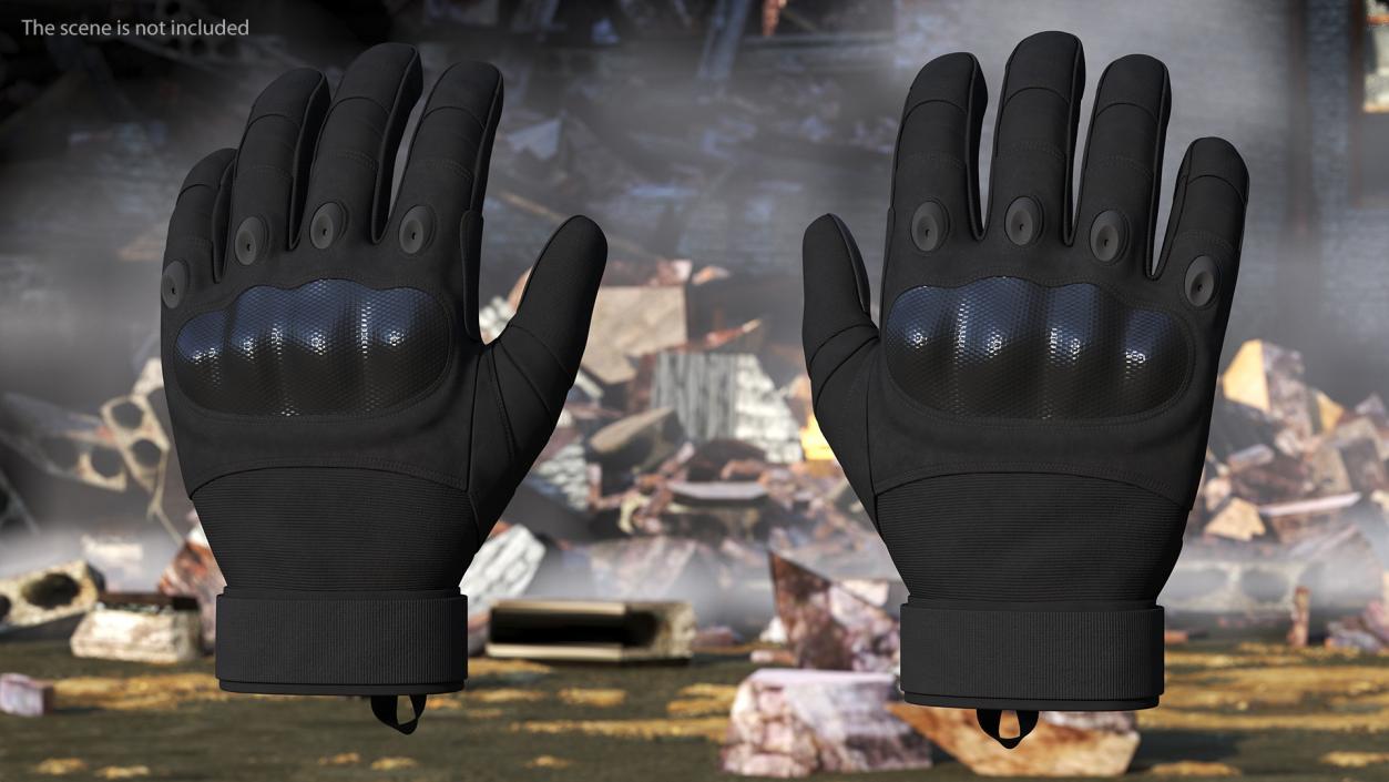 Protective Gloves Black Fur 3D