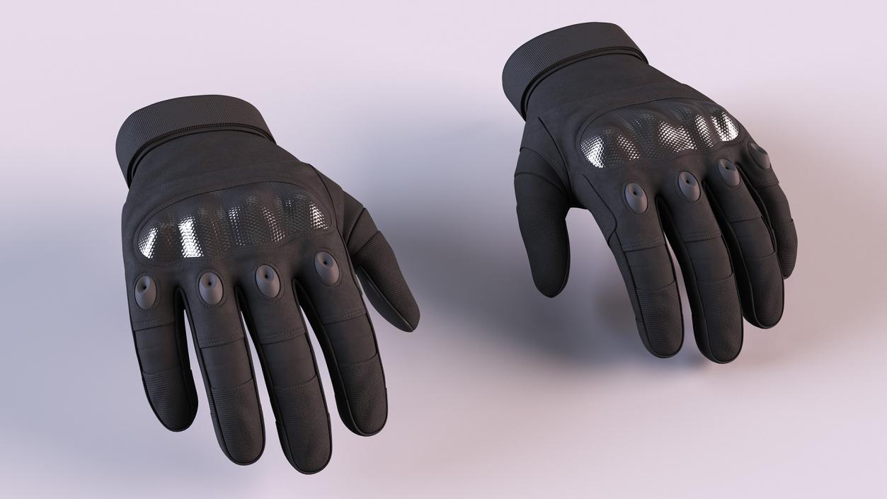 Protective Gloves Black Fur 3D