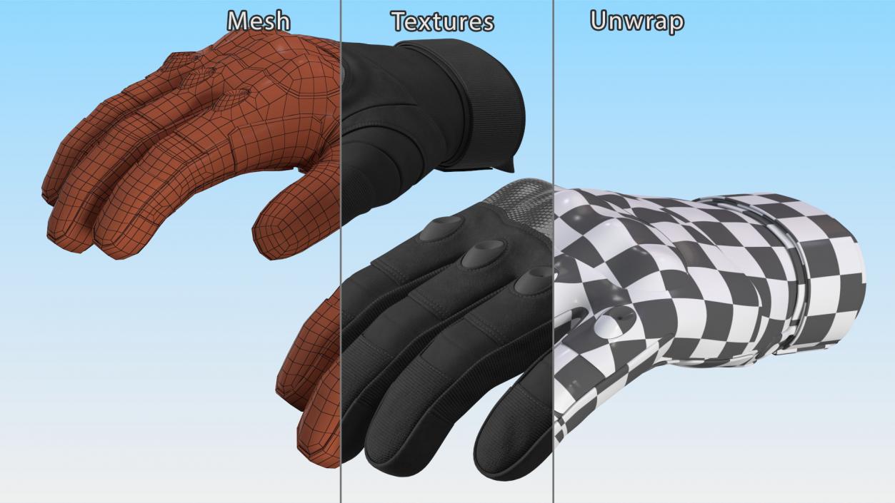 Protective Gloves Black Fur 3D