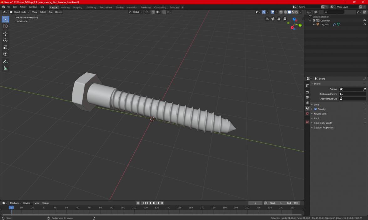 3D model Lag Bolt