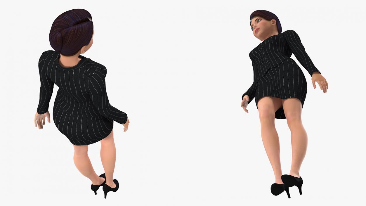 3D Cartoon Young Woman Office Clothes Standing Pose model