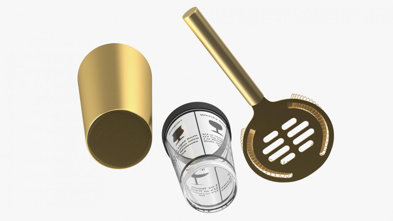 3D Cocktail Shaker Set Transparent Gold