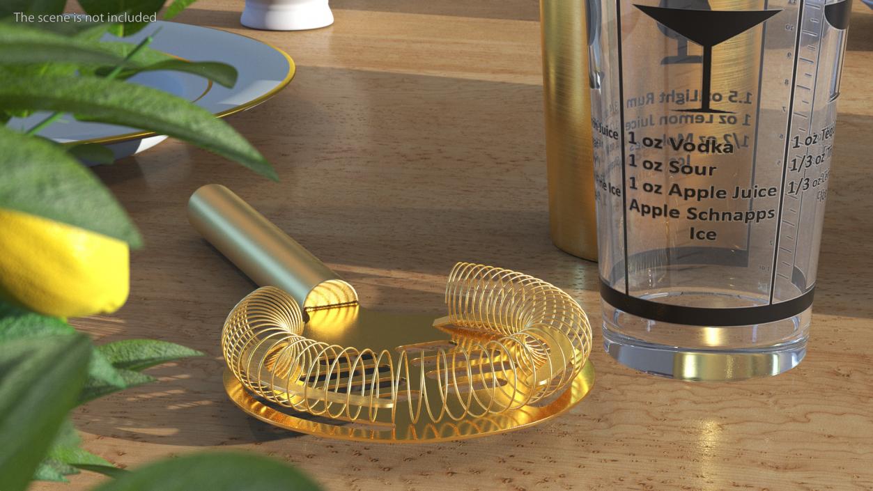 3D Cocktail Shaker Set Transparent Gold