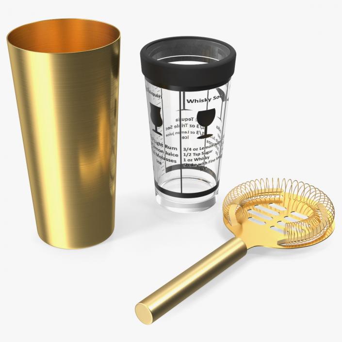 3D Cocktail Shaker Set Transparent Gold