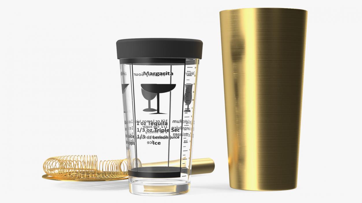 3D Cocktail Shaker Set Transparent Gold