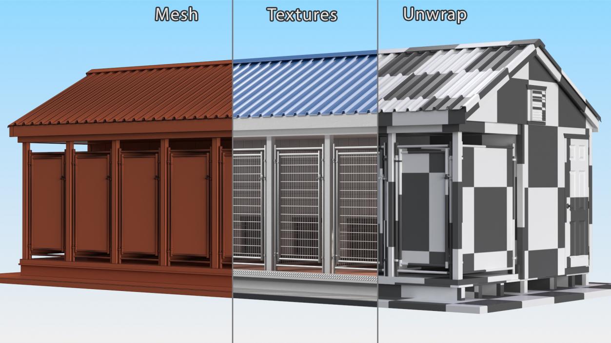 3D Outdoor Dog Kennel and Run