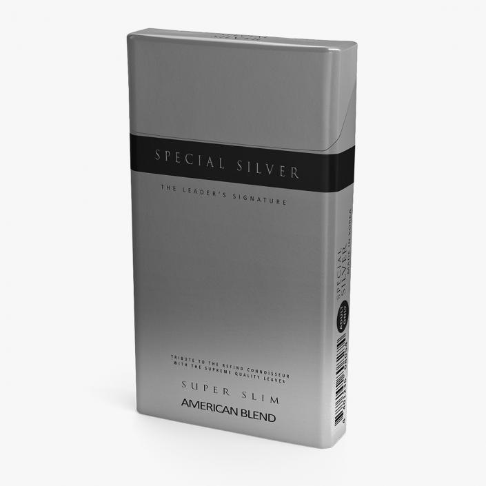 3D Pack of Cigarettes Super Slim Silver