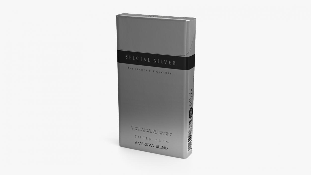 3D Pack of Cigarettes Super Slim Silver