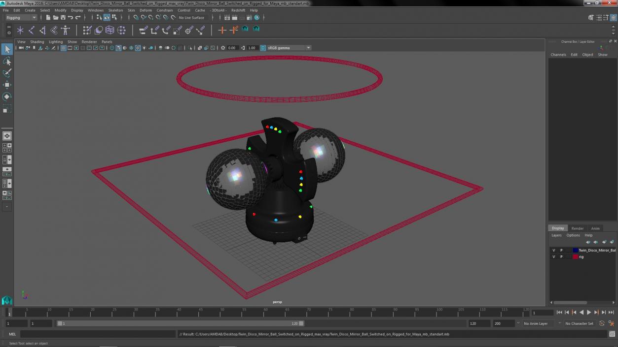 3D model Twin Disco Mirror Ball Switched on Rigged for Maya