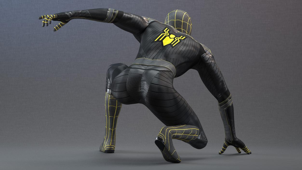 3D Spiderman Black Suit Ready Pose