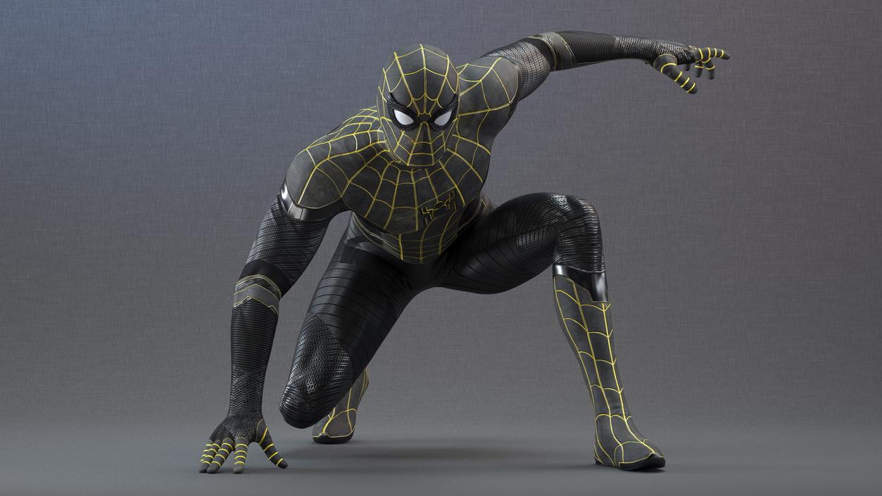 3D Spiderman Black Suit Ready Pose