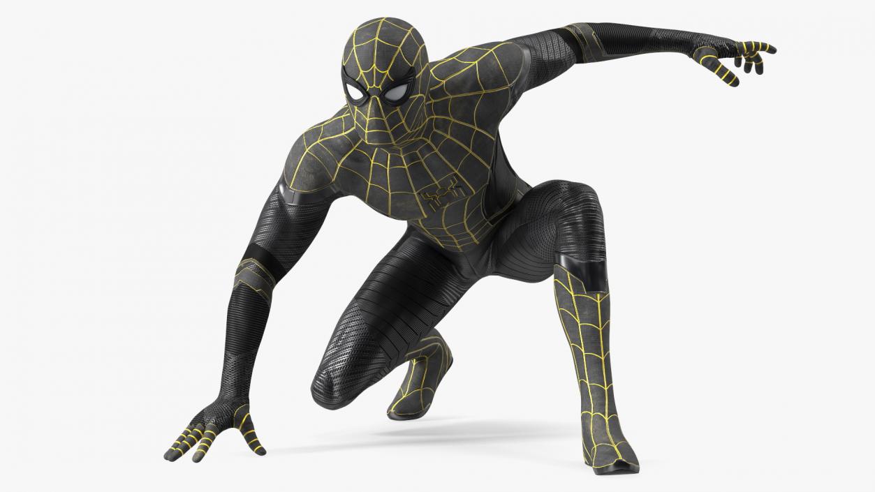 3D Spiderman Black Suit Ready Pose