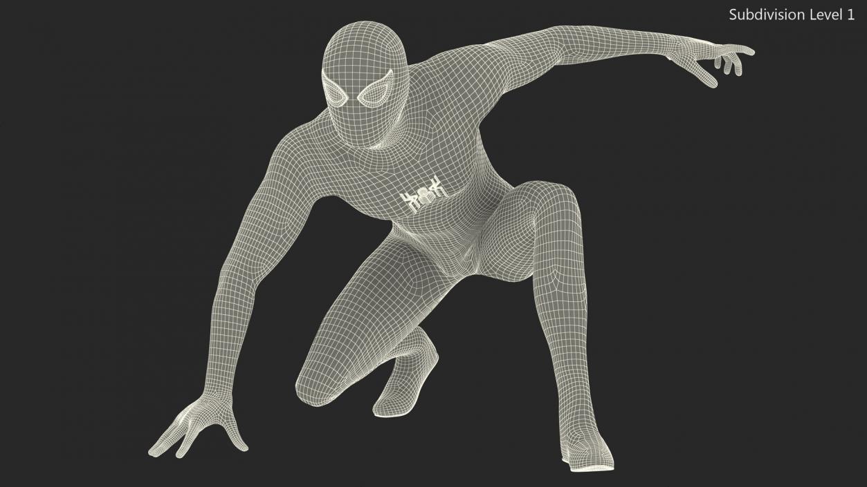 3D Spiderman Black Suit Ready Pose