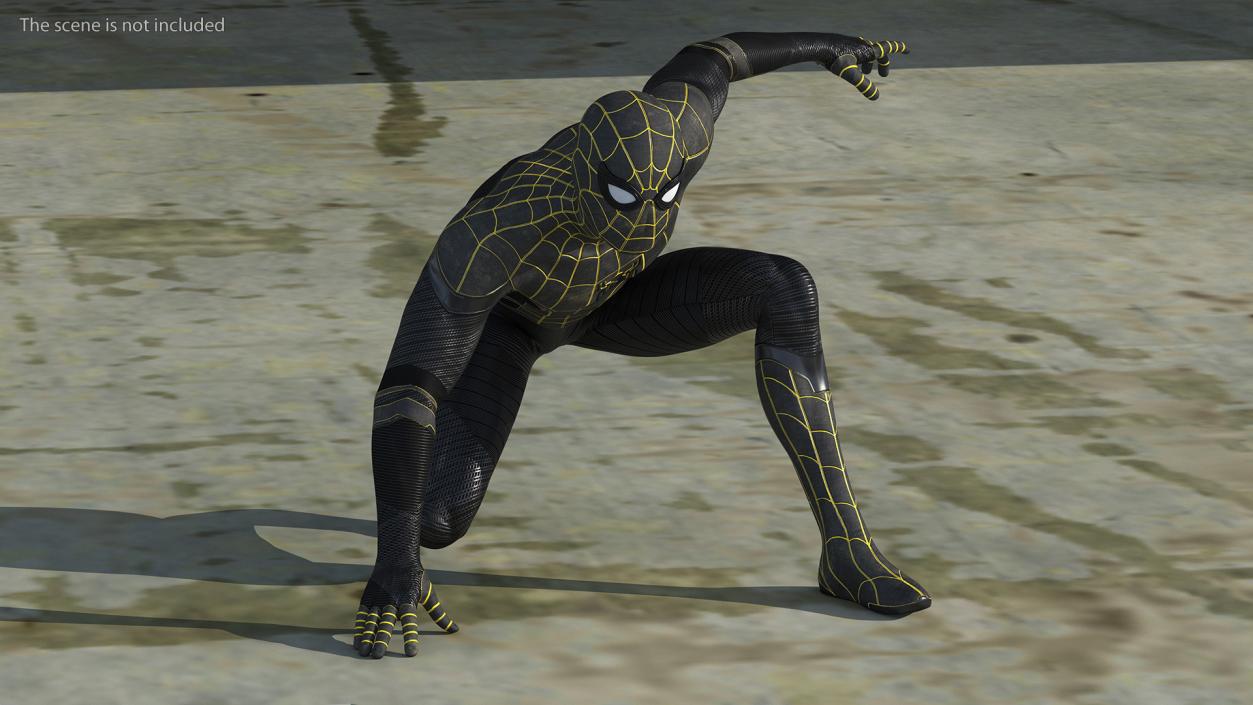 3D Spiderman Black Suit Ready Pose